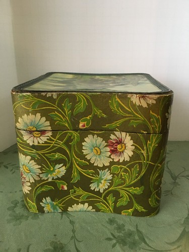 Antiguo tocador victoriano de celuloide y tela para dama con cuello de recuerdo caja - Imagen 5 de 8