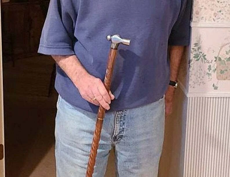 Hecho a mano BALL PEIN BIKER forjado a mano regalo para hombres cabeza de martillo victoriano senderismo pared Foto 3 de 3