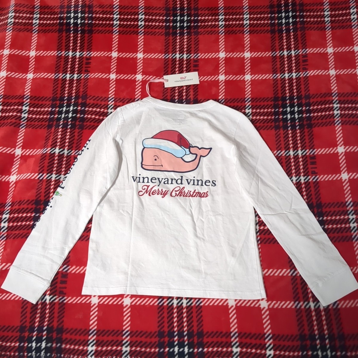 VINEYARD VINES Children's Medium Long SLEEVE SANTA WHALE CHRISTMAS SHIRT NWT