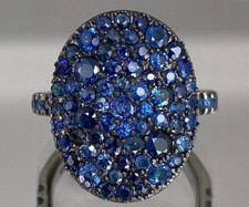 2 Ct Round Simulated Cluster Blue Sapphire Wedding Ring in 14K White Gold Plated