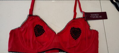Adored by Adore Me Ava Unlined Red Mesh Size 36B Underwire