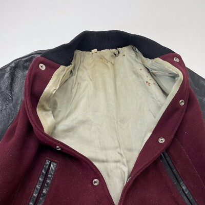 ジャケット・アウター 50s Lasley Knitting Wool Varsity Jacket Vintage 50s 60s Lasley Knitting Co Letterman Varsity Jacket 36 Red