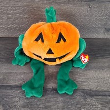 Vtg 1999 TY Beanie Babies Pumkin Collection Halloween Plush Pumpkin Stuffed Toy