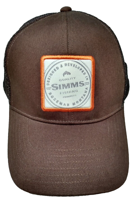 Simms Fishing Products Fly Fishing Snapback Hat Cap Brown Baseball MT