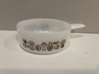 Vintage Glasbake Ovenware J-2639 Milk Glass Soup Bowl w/Handle Mushroom Design