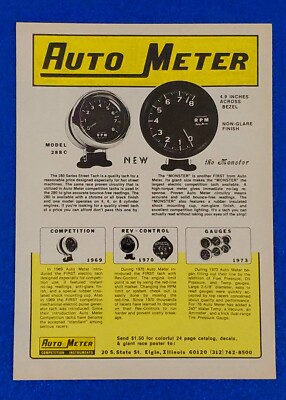 1976 AUTO METER STREET TACHOMETERS ORIGINAL PRINT AD RACE CAR / HOT ROD CLASSICS