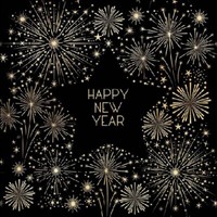"20 Servietten Happy\"Golden New Year \"Silvester-Schwarz/Gold 25X25 Schriftzug"