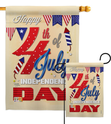 Happy 4Th Fourth July US America Independence Firecracker Flag Garden House Yard