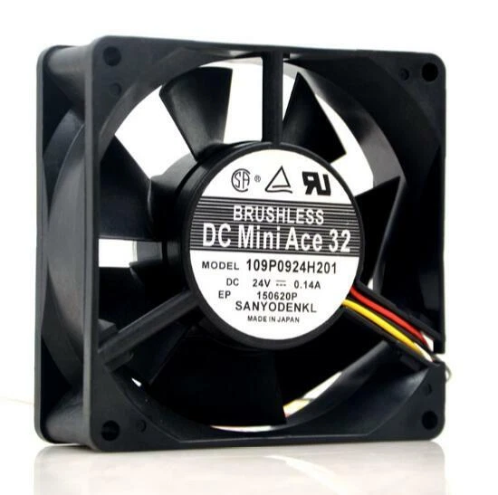 SANYO 109P0924H201 9232 24V 0.14A 9CM 3 wire double ball cooling fan - Image 2 of 3