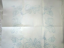 Tri Chem 9 Quilt Blocks Stamped for Embroidery or Paint / Pillow tops Blue Birds