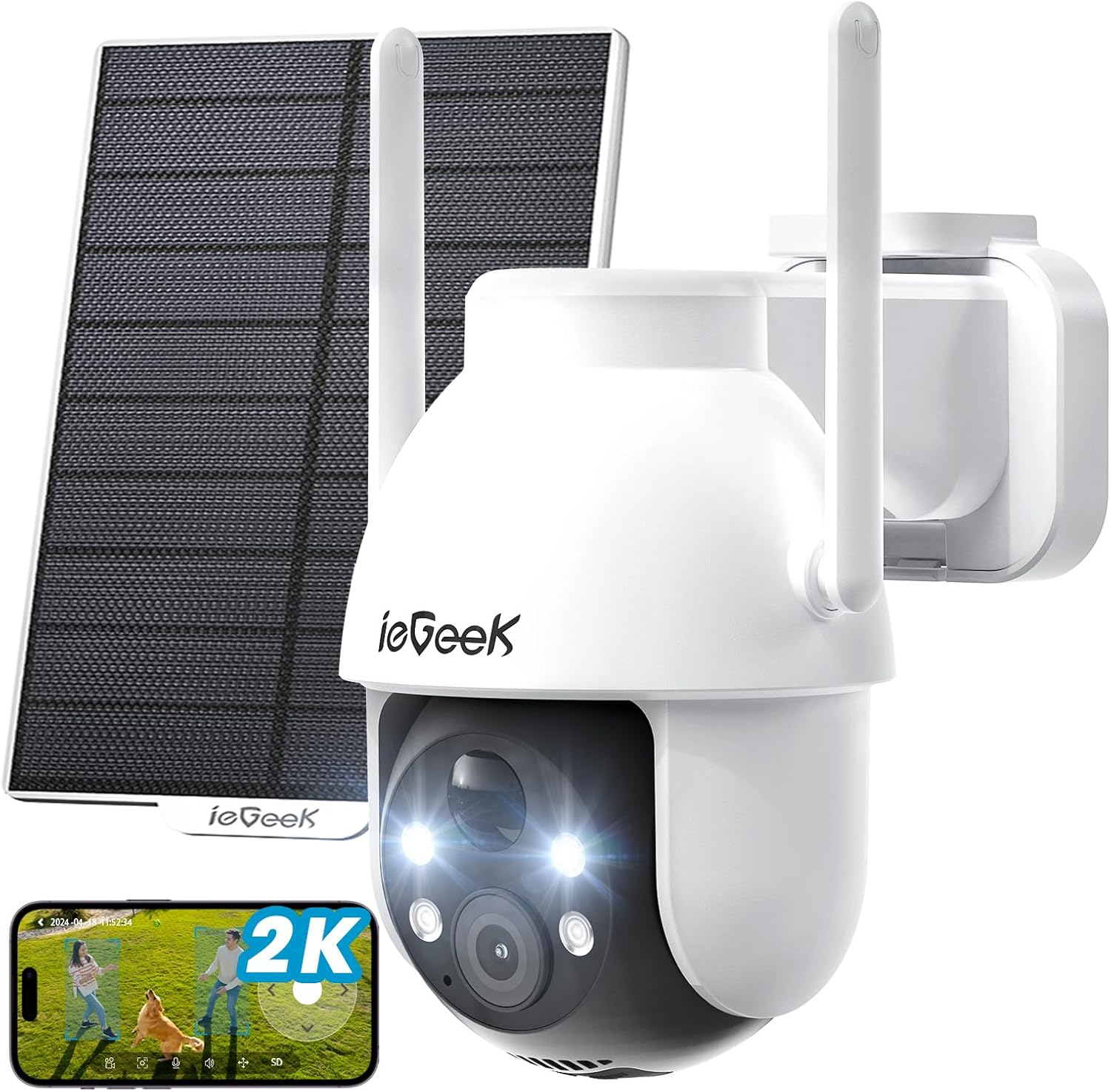 2K Solar-Powered Wireless Outdoor Security Cameras for Enhanced Home Security System with WiFi Connectivity