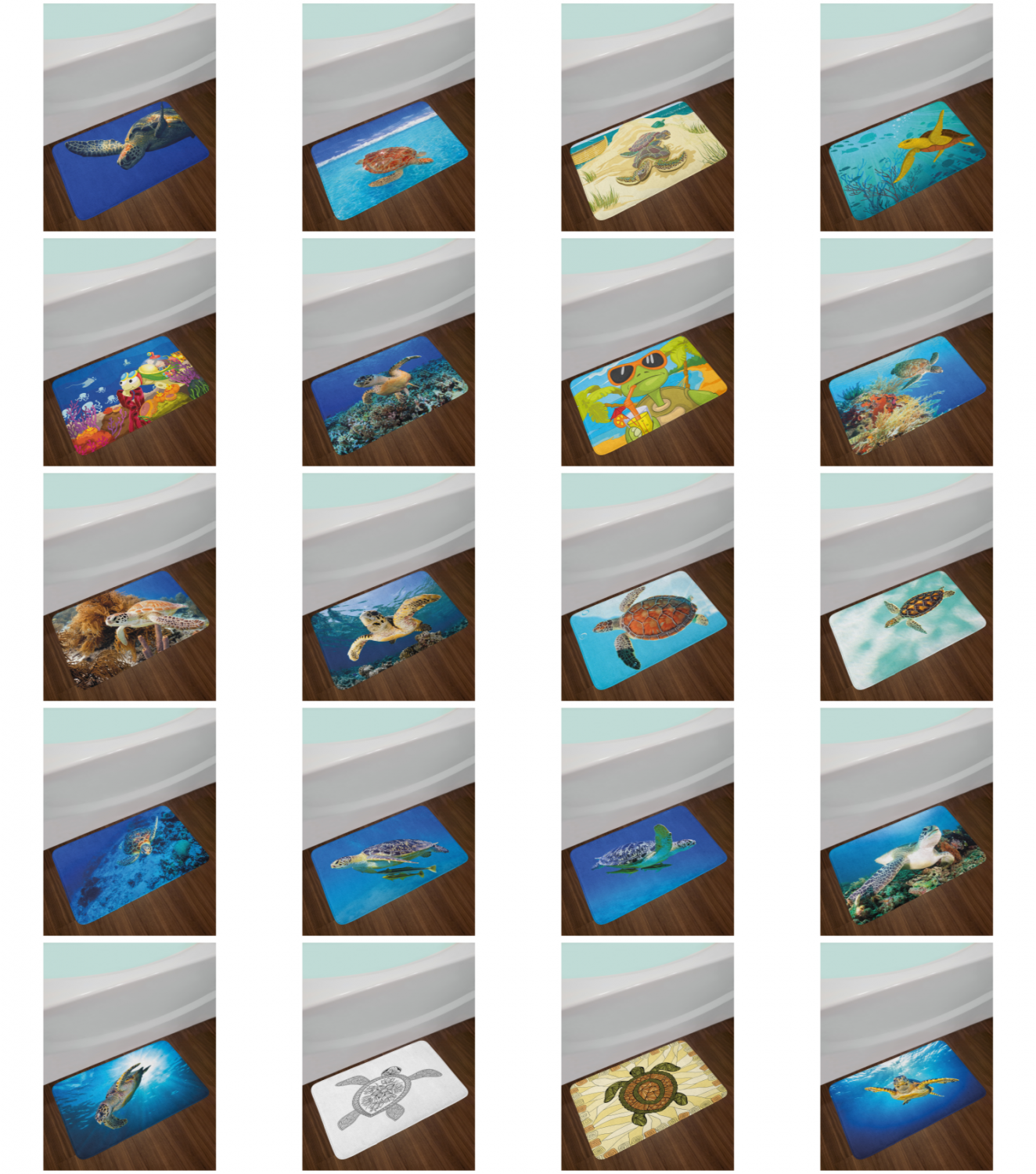 Turtle Bath Mat Bathroom Decor Plush Non-Slip Mat 29.5