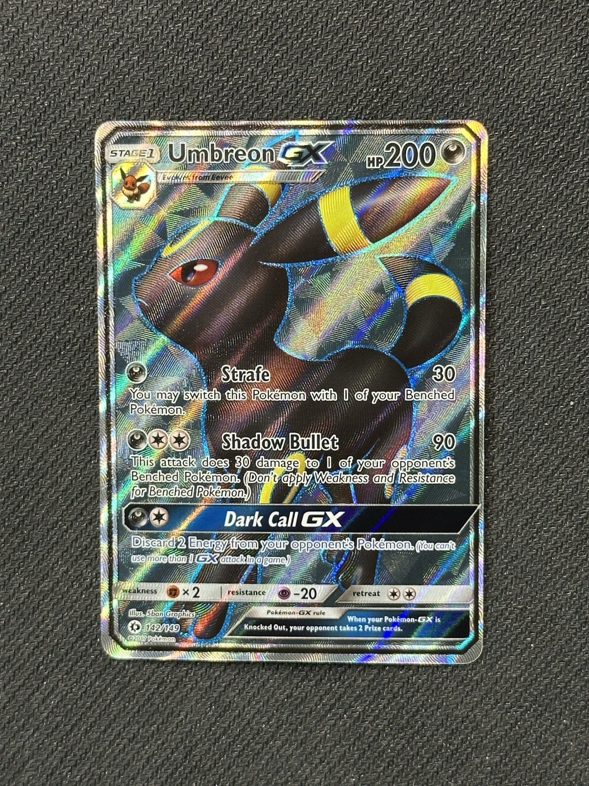 NM Umbreon GX 142/149 Sun & Moon Base Holo Pokemon Card