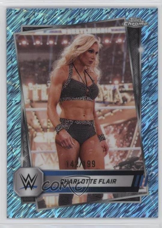 2025 Topps Chrome WWE Aqua Shimmer Refractor /199 Charlotte Flair #123