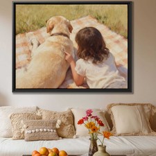 Oil Painting Dog Labrador Framed Canvas Print Framed Pet Wall Art Decor