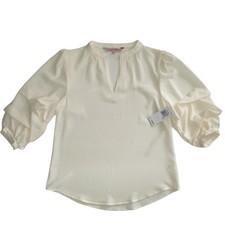 Willow Drive Women's Printed Split-Neck Top Whisper White XS