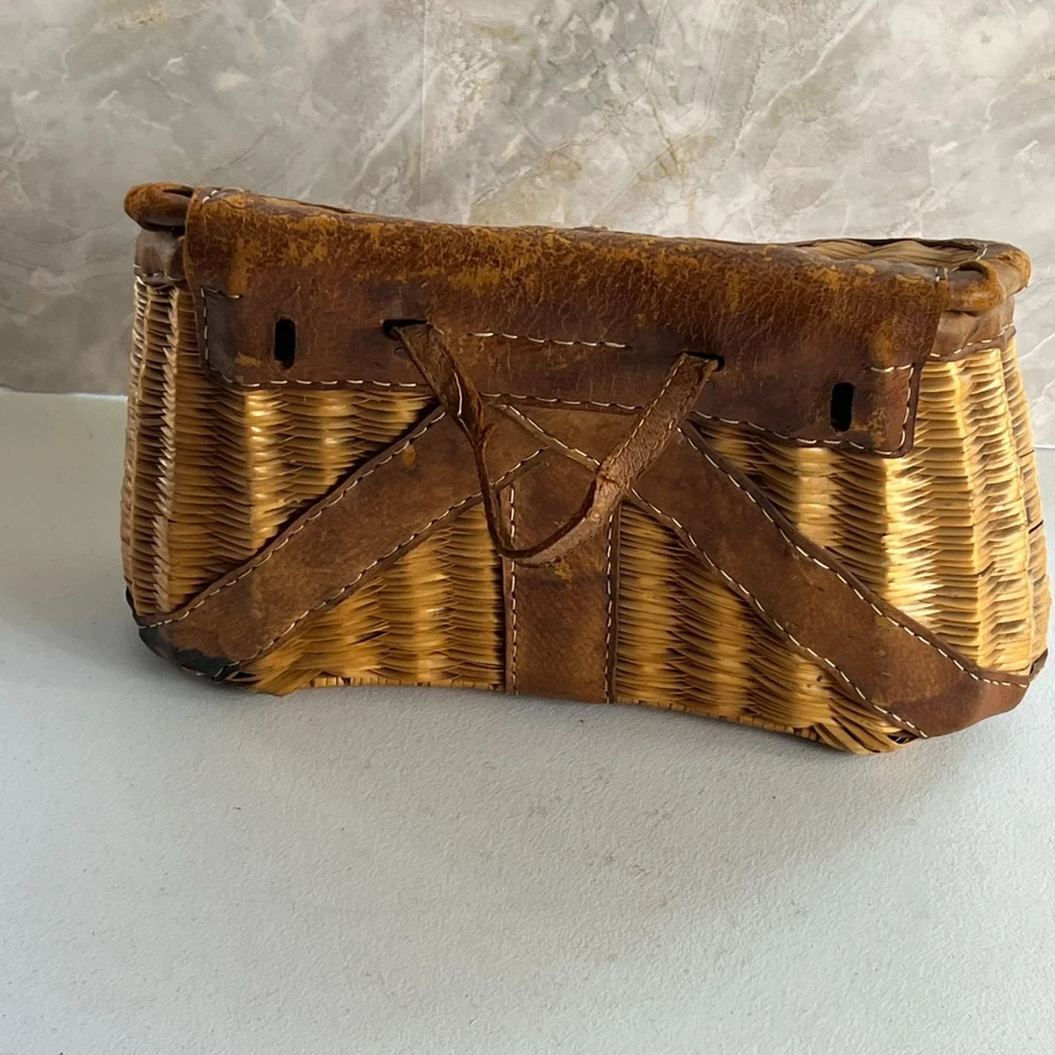Cesta de mimbre creel de pesca vintage trucha pesca con mosca Foto 3 de 4