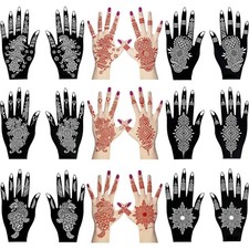 12 Sheets Henna Tattoo Stencil Kit for Hands, Indian Arabian Temporary Tattoo...