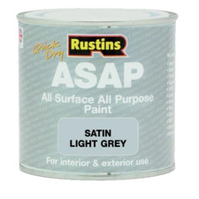 Image of Rustins ASAP All Purpose Surface Interior Exterior Satin Paint 250ml- Light Grey