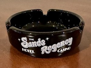 Vintage The Sands Regency Hotel & Casino Downtown Reno Black Glass Ashtray