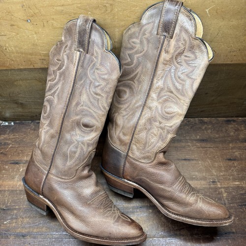 Justin Bent Rail Leather Pointed Toe Cowboy Boots Women's 6.5 B BRL431 Brown - Picture 11 of 14