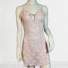 Frederick's of Hollywood Coquette Pink Lace Babydoll Chemise Lingerie Size L