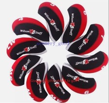 10Pcs Golf Iron Headcovers for Wilson Staff Club Covers 4-9-APSL Red  black