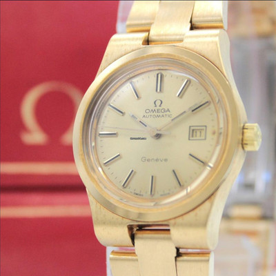 OMEGA Geneve Automatic Gold Women - mit OVP & Papieren - Metallarmband -sehr gut