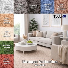 Baroque Patterned Loop Pile Carpet Damask 4m Wide Hard Wearing Lounge Bedroom