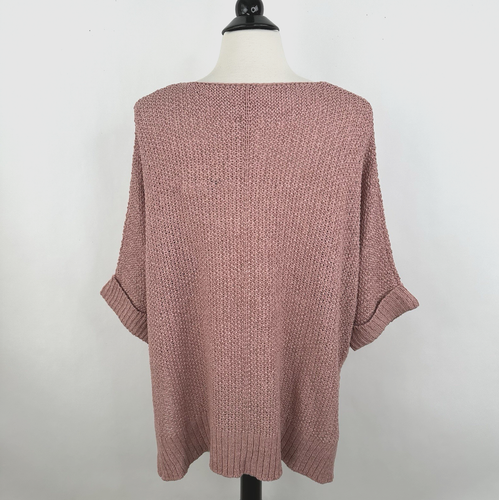 NWT Easel Loose Knit Slouchy Sweater MEDIUM Mauve Oversized Cuffed 3/4 Sleeve - Picture 9 of 15