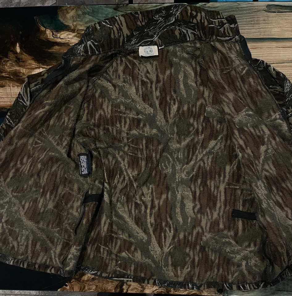 Jaqueta de lã vintage musgosa carvalho suporte camuflagem com zíper - Imagem 2 de 4