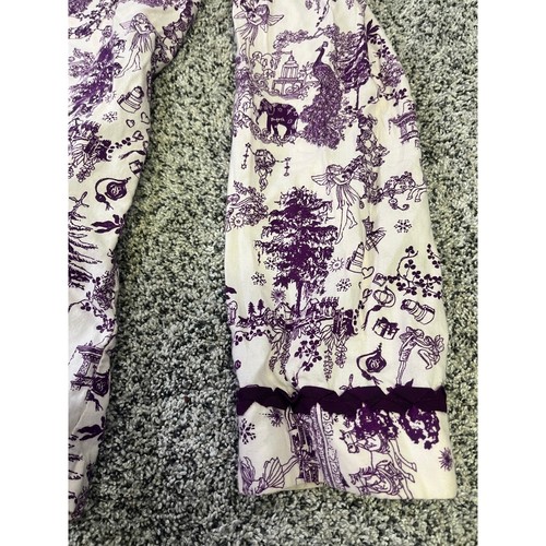 VINTAGE RARE Victoria’s Secret Purple Toile Long Pajama Set Womens L 100% Cotton - Picture 4 of 13