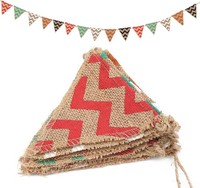 Wimpelkette Bunt Vintage Jute Girlande 2,8M Rustikale Dekoration Garten Feier