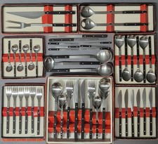 Vintage 63 Teile Mono-e Ebenholz Edelstahl Besteck Service Peter Raacke 60er Set