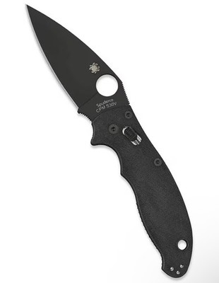 Spyderco Manix 2 C101GP2 CPM-S30V Stonewashed Plain Blade Black G10 Handles