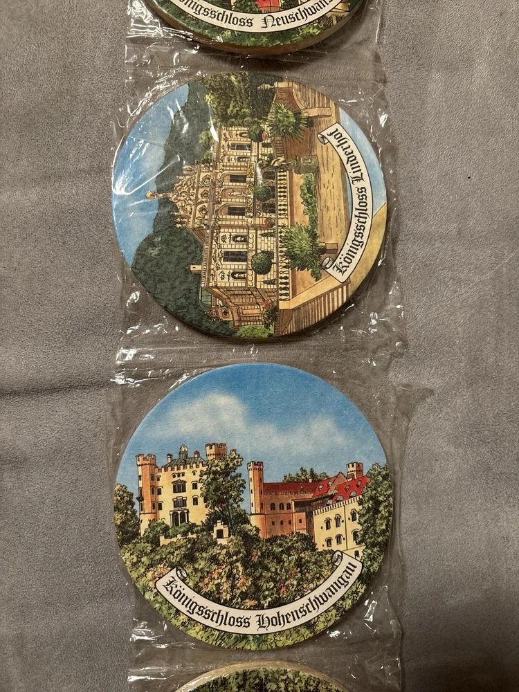 Vintage Bierdeckel, 24 Stück, König Ludwig II, Bayrische Schlösser, 1972