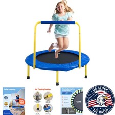36" Mini Trampoline for Toddlers - Safe Indoor/Outdoor Fun with Foam Handle