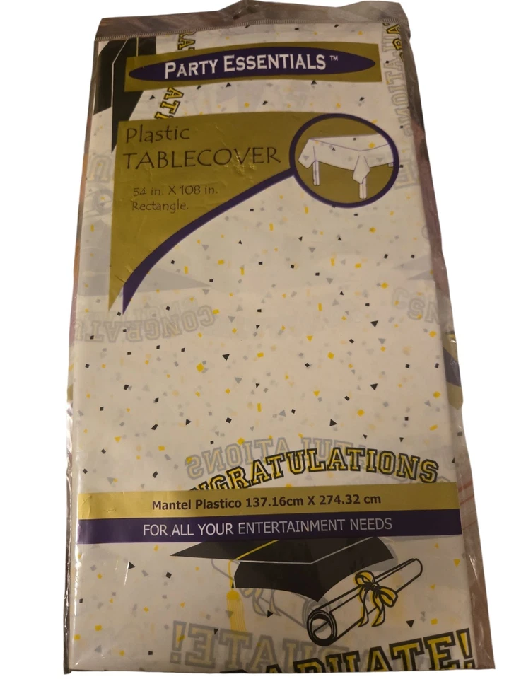 2pack Glitzy Grad Plastic Banquet Tablecloth 54"x102" Graduation Party Decorativ - Image 2 of 2