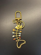 Tory Burch Roxanne Logo Fish Bone Charm Keychain