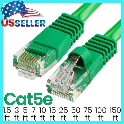 Cat5e Patch Cable Green Cat 5e Ethernet Cord Internet LAN RJ45 Network Wire LOT