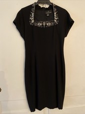 Vintage Carole Little Black Embellished Sheath Cocktail Dress Women’s Medium