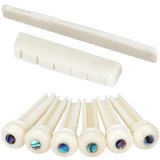 Blisstime 6 String Acoustic Guitar Bone Bridge Saddle and Nut and 6pcs Guitar