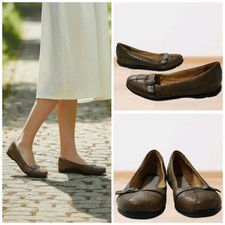Clarks Ostrukturerade Bruna Ballerinaskor med Spänne Dam Storlek 7.5/38 