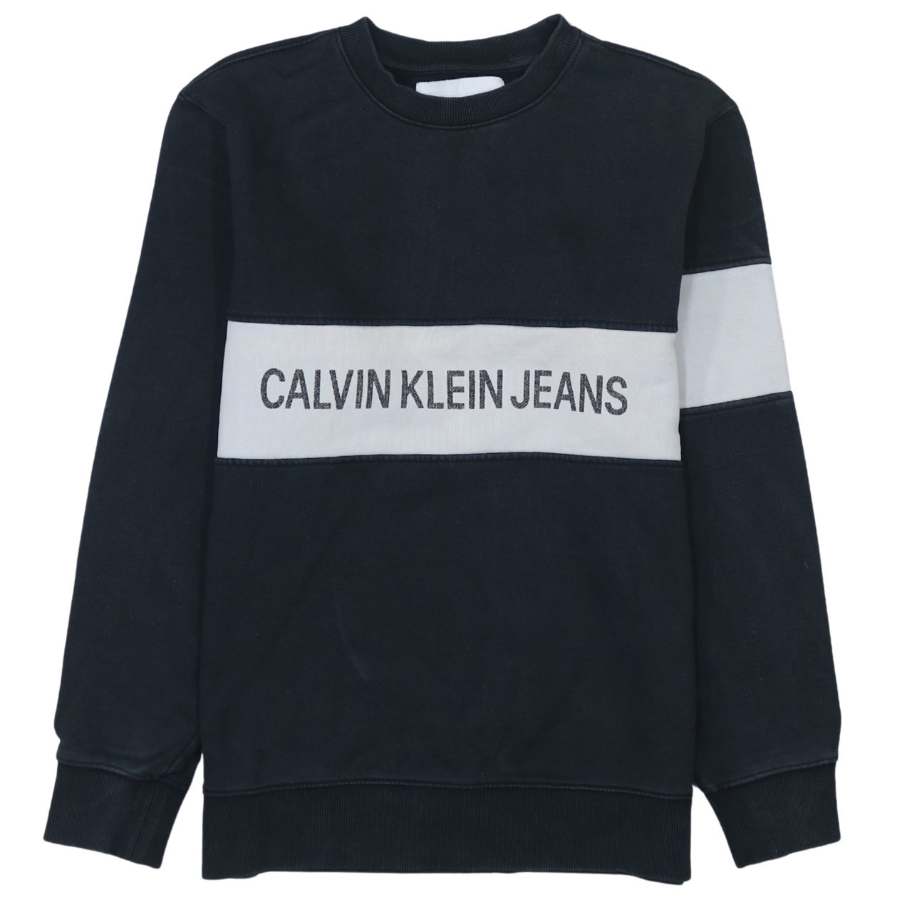 Calvin Klein Mens Sweatshirt Black Calvin Klein Jeans Logo Panel Pullover S