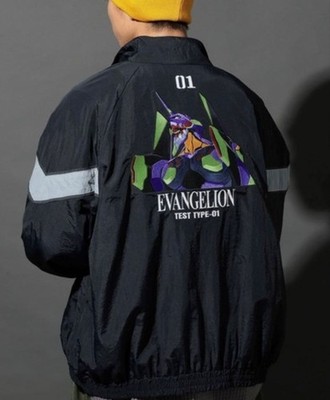 niko and　二コアンド　エヴァンゲリオン　EVAナイロンブルゾン　Lサイズ Evangelion x Niko and Nylon Jacket Black Embroidered Windbreaker