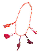Vintage 1980s Bell Charm Link Chain with 5 Clip Charms Retro Necklace #1