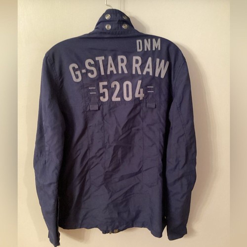 G STAR RAW SIZE MEDIUM DARK BLUE MILITARY JACKET JOHNSON OVERSHIRT SPELLOUT - Picture 2 of 8