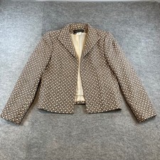 Harve Benard Womens Geometric Blazer Brown Vintage Career Academic 10 Cotton