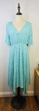 Gorgeous Aqua Leopard Print Maxi Dress Size Large 14 16 Elastic Waist FlutRRP$89