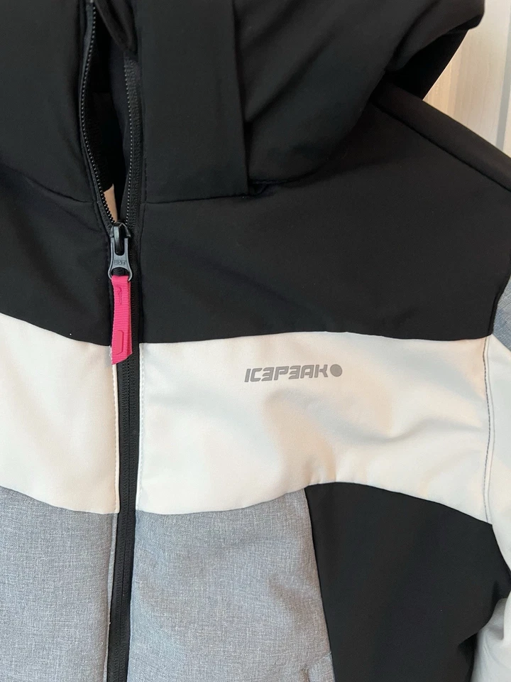 Chaqueta de esquí al aire libre Icepeak para niñas blanco carbón rosa con capucha cremallera completa edad 13/14 Foto 3 de 4